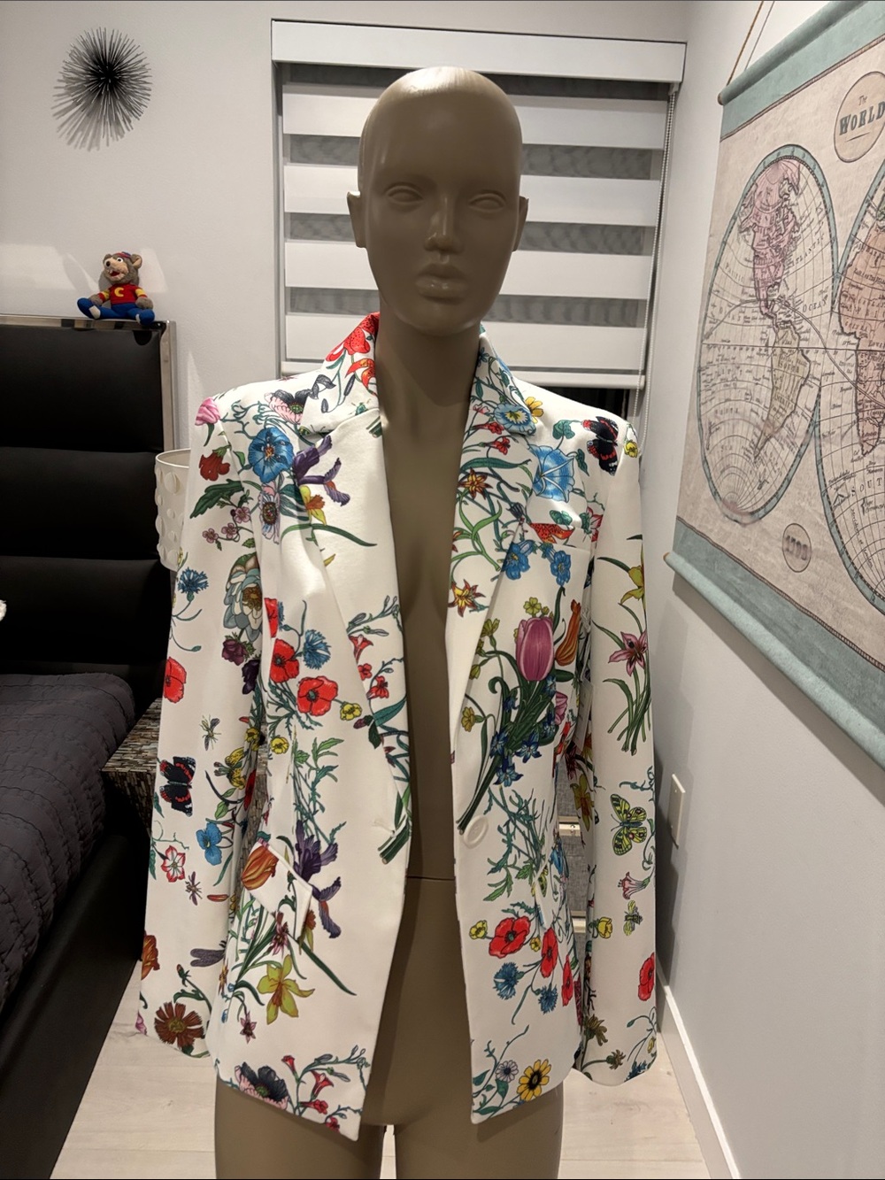 ecru White Floral Blazer Jacket